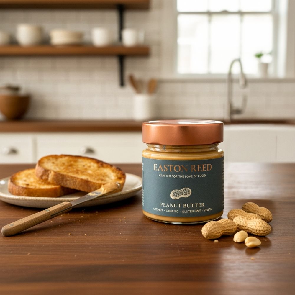 Easton Reed Peanut Butter online bei Ryan's Specialties B2B kaufen: 100 % Bio-Erdnüsse, cremiger Genuss, vegan & glutenfrei – purer Geschmack für Feinschmecker.