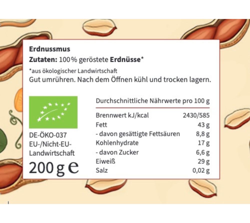 100 % geröstete Bio-Erdnüsse | Ohne Zucker, Palmöl oder Zusätze | Als Brotaufstrich, Bowls oder zum Kochen & Backen | Europaweiter Versand | Jetzt bestellen!