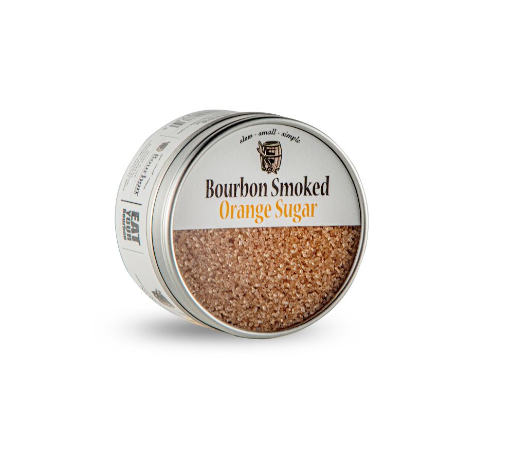 Bourbon Smoked Orange Sugar von Bourbon Barrel Foods – geräucherter Zucker mit Orangennote. Jetzt bei Ryan’s Specialties B2B online kaufen & Gourmetgenuss erleben!