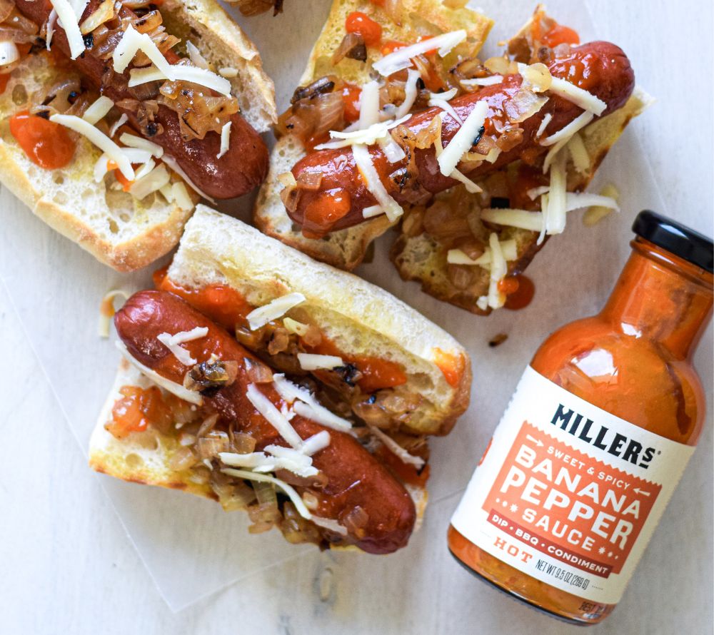 Banana Pepper Hot Sauce von Miller’s kaufen – original US-Sauce mit süß-scharfem Geschmack & Scovie™-Auszeichnung. Ideal für Burger, BBQ, Käse & Geschenke.