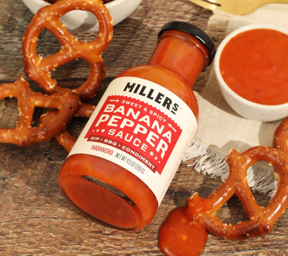 Banana Pepper Habanero Sauce von Miller’s kaufen – scharf-süße Pfeffersauce mit Habanero & Scovie™-Auszeichnung. Ideal für BBQ, Tex-Mex & Chili-Liebhaber.