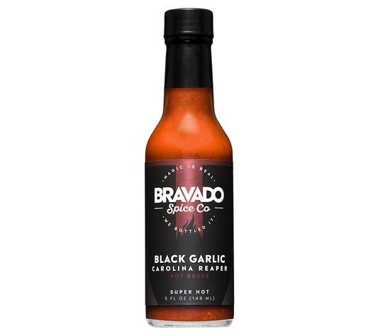 Black Garlic Carolina Reaper Hot Sauce von Bravado Spice Co kaufen | feurig, aromatisch, harmonisch | Ideal als Fleischmarinade, Würzsoße