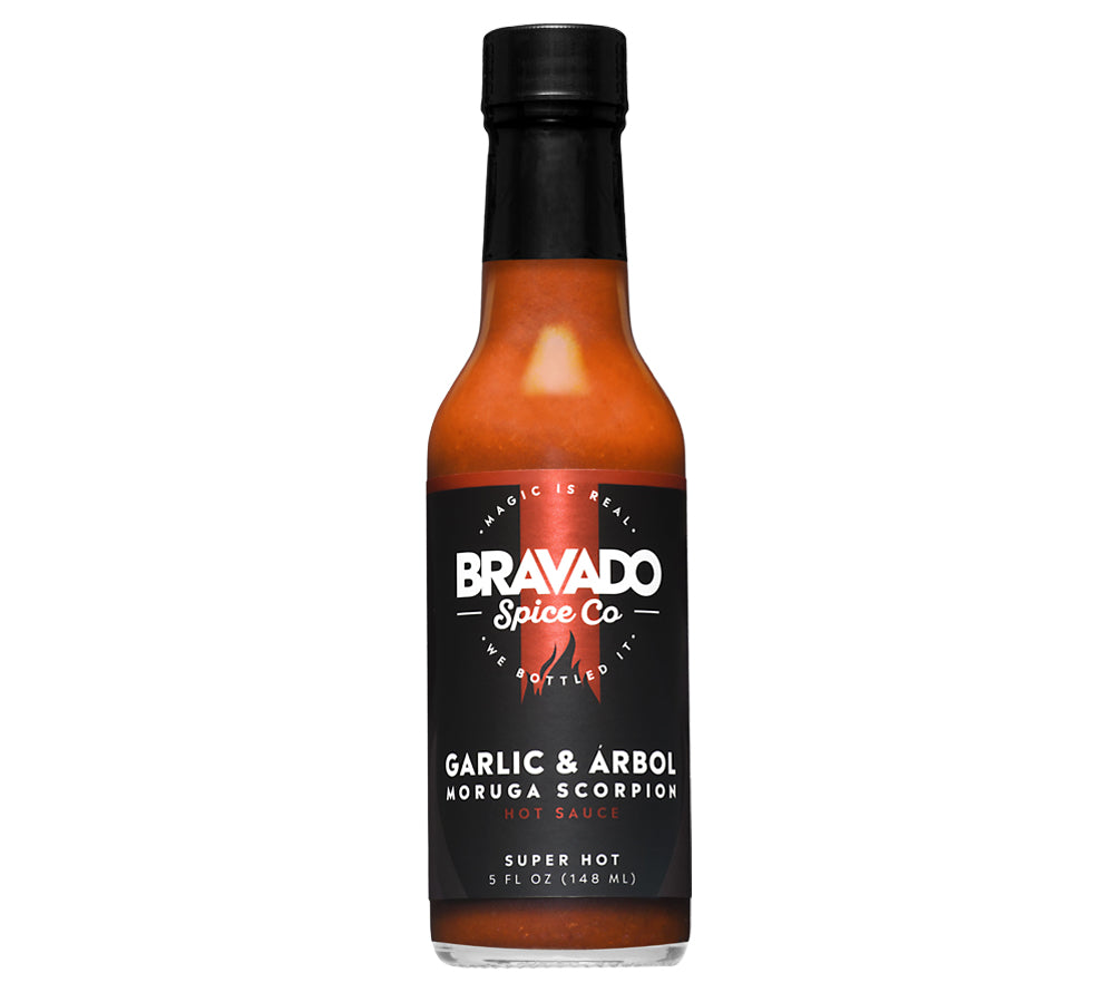 Garlic & Arbol Morgua Scorpion Hot Sauce von Bravado Spice Co kaufen | feurig, aromatisch, fruchtig | Ideal als Fleischwürze, Pizza-Topping
