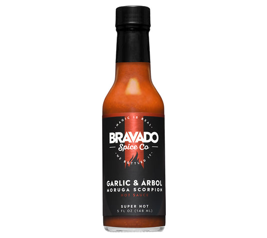 Garlic & Arbol Morgua Scorpion Hot Sauce von Bravado Spice Co kaufen | feurig, aromatisch, fruchtig | Ideal als Fleischwürze, Pizza-Topping