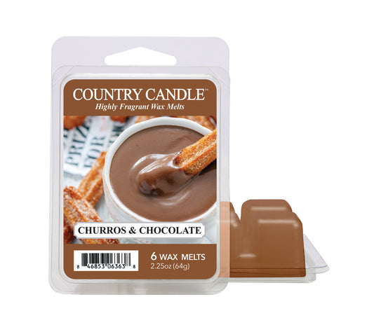 Country Wax Melts 6 pcs Churros & Chocolate von Country Candle kaufen | Duft: Zimt, Vanille, Zitrus, Schokolade | Mehrmals schmelzbar