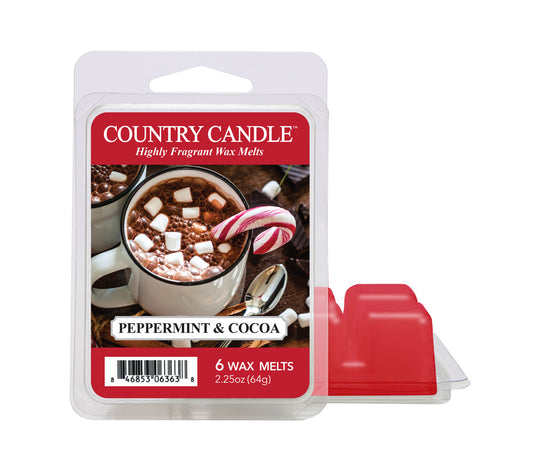 Country Wax Melts 6 pcs Peppermint & Cocoa von Country Candle kaufen | Duft: Süß, Pfefferminze, Schoko, Vanille | Mehrmals schmelzbar