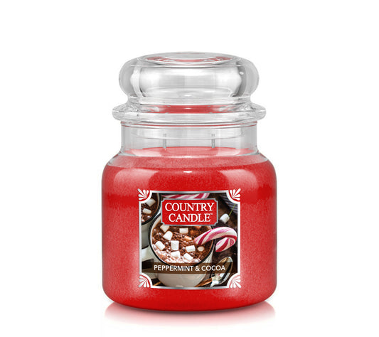 Country Jar Medium Peppermint & Cocoa von Country Candle kaufen | Duft: Süß, Pfefferminze, Schoko, Vanille | Brenndauer: 65-90 Stunden