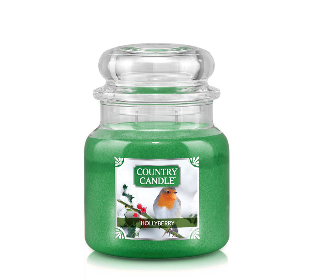 Country Jar Medium Hollyberry von Country Candle kaufen | Duft: Wilde Himbeeren, Grüne Blätter, Erdbeerstrudel | Brenndauer: 65-90 Stunden