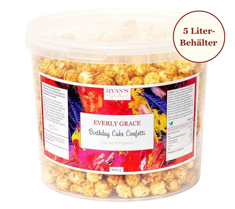 Everly Grace Popcorn Birthday Cake Confetti Cup 60 g von Ryan's Specialties kaufen | Süß, Vanille und Streusel | Perfekt für Filmabende