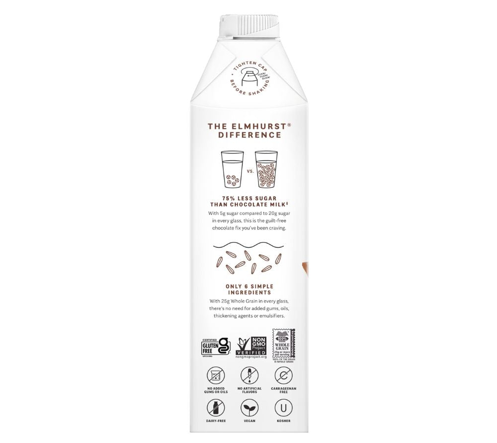 Chocolate Oat Milk von Elmhurst | Pflanzliche Hafermilch mit Schokoladengeschmack | 100 % vegan, glutenfrei & laktosefrei | Ideal für Cafés, Restaurants und Supermärkte | Reine Zutaten, ohne künstliche Aromen | EU-weiter Versand
