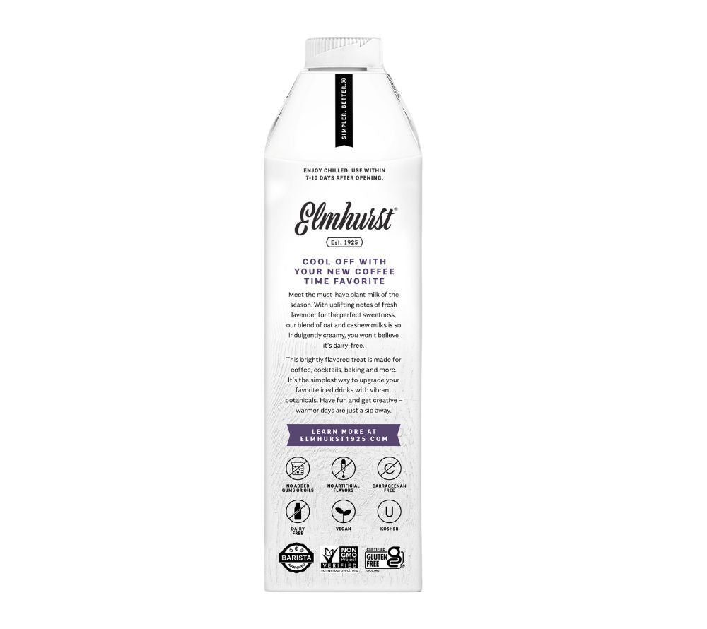 Vanilla Lavender Botanical Blend von Elmhurst kaufen | Lavendel, Hafer, Cashew – cremig und blumig | Ideal für Drinks und Cocktails | Internationaler Versand