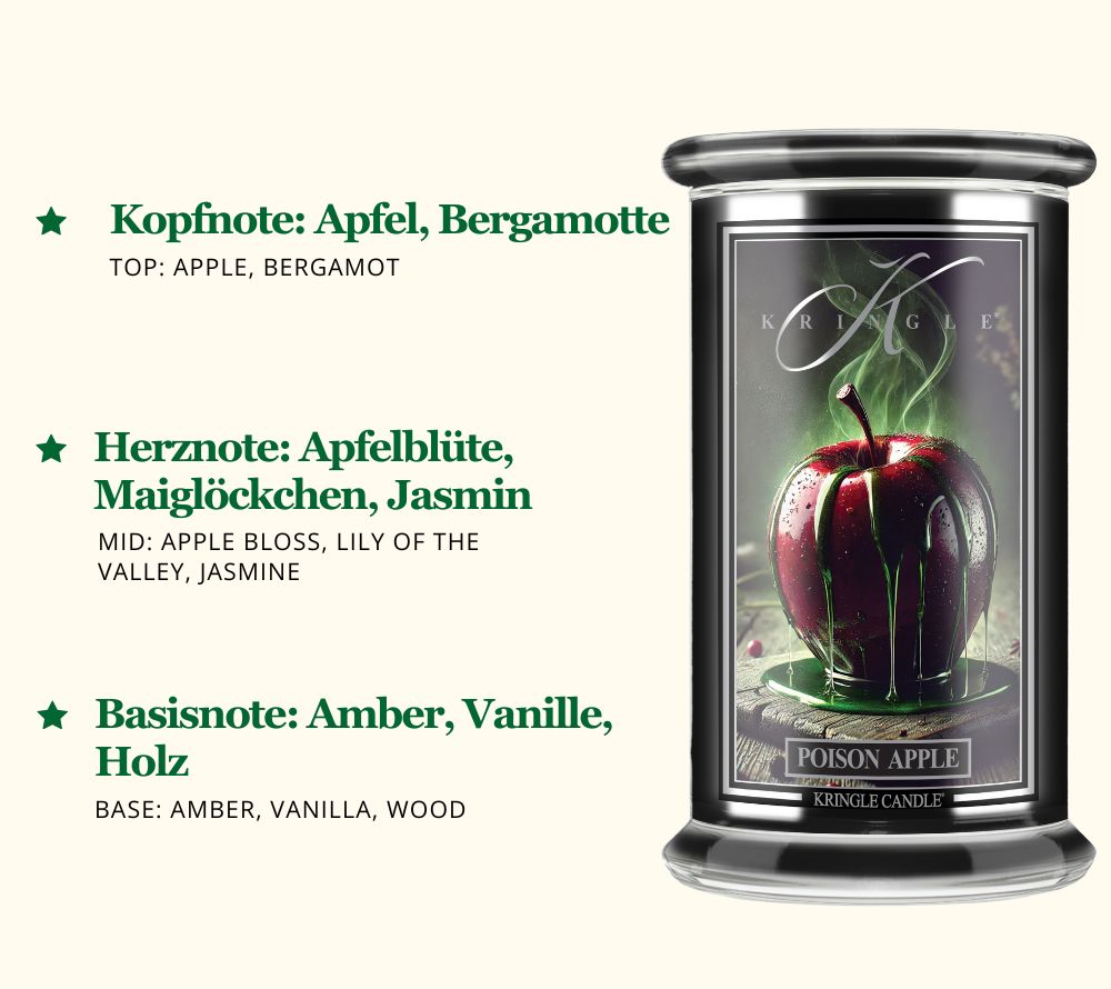 Halloween Duftkerze | Apfelnoten & spritzige Bergamotte | Apfelblüte, Maiglöckchen & Jasmin | Warme Amber-, Vanille- & Holznoten | Europaweiter Versand | Jetzt bestellen!