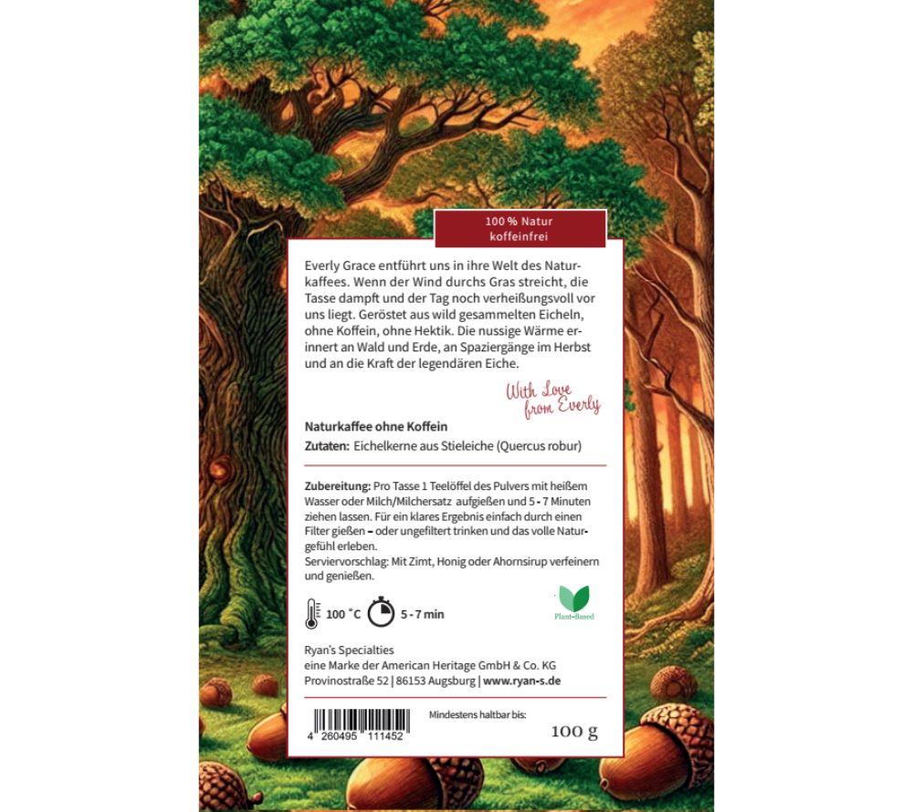 Geröstete Eicheln |100 % natürliche Zutaten – vegan, koffeinfrei & ohne Zusätze | Kaffee-Alternative | Europaweiter Versand | Jetzt bestellen!