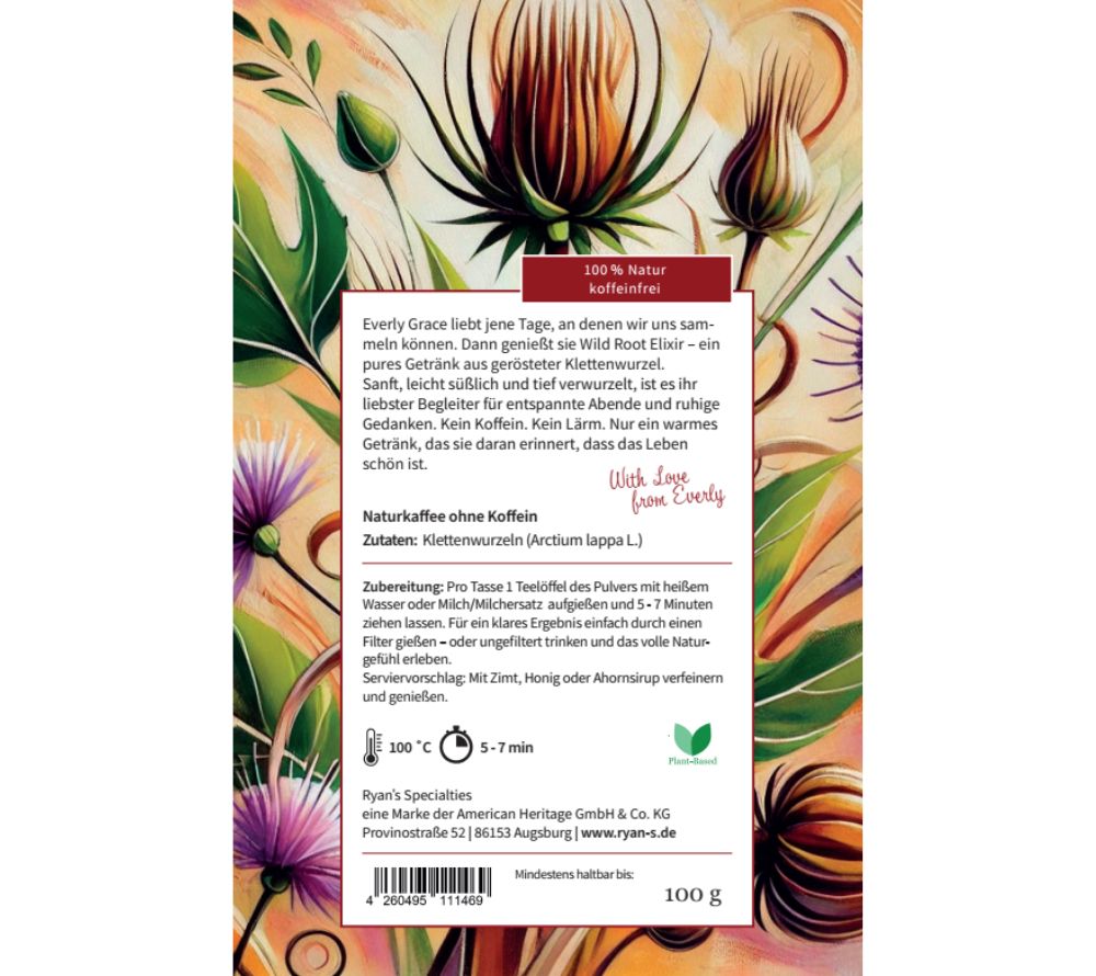 Geröstete Klettenwurzeln | Kaffee-Alternative | 100 % natürliche Zutaten – vegan, koffeinfrei & ohne Zusätze | Europaweiter Versand | Jetzt bestellen!