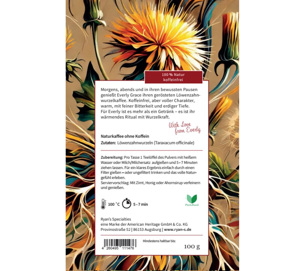 Geröstete Löwenzahnwurzeln | Kaffee-Alternative | 100 % natürliche Zutaten – vegan, koffeinfrei & ohne Zusätze | Europaweiter Versand | Jetzt bestellen!