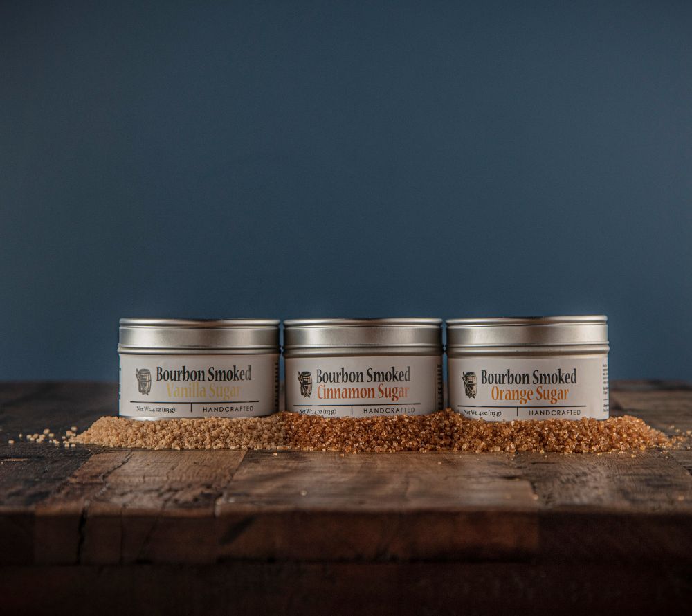 Bourbon Smoked Vanilla Sugar von Bourbon Barrel Foods – edler, rauchig-süßer Vanillezucker aus Kentucky. Jetzt bei Ryan’s Specialties B2B online kaufen!