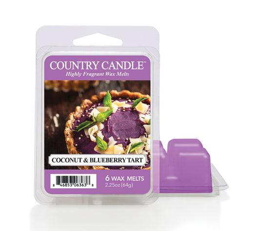 Country Wax Melts 6 pcs Coconut & Blueberry Tart von Country Candle kaufen | Duft: fruchtig, Blaubeere, Pflaume, Kokos | Mehrmals schmelzbar