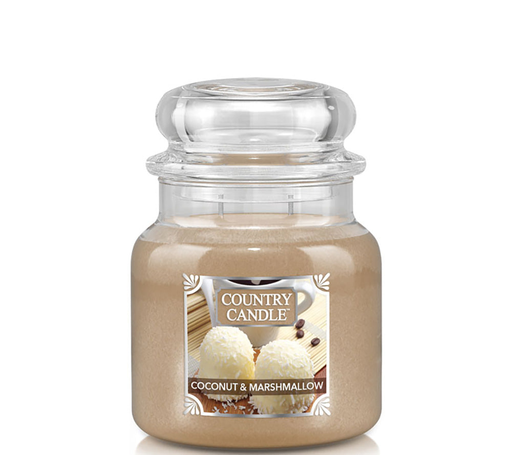 Country Jar Medium Coconut & Marshmallow von Country Candle kaufen | Duft: Köstlich, süß, warm, exotisch, cremig | Brenndauer: 65-90 Stunden