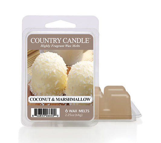 Country Wax Melts 6 pcs Coconut & Marshmallow von Country Candle kaufen | Duft: Köstlich, süß, warm, exotisch, cremig | Mehrmals schmelzbar