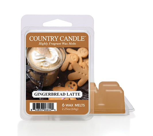 Country Wax Melts 6 pcs Gingerbread Latte von Country Candle kaufen | Duft: Gewürzig, süß, winterlich, cremig, belebend | Mehrmals schmelzbar