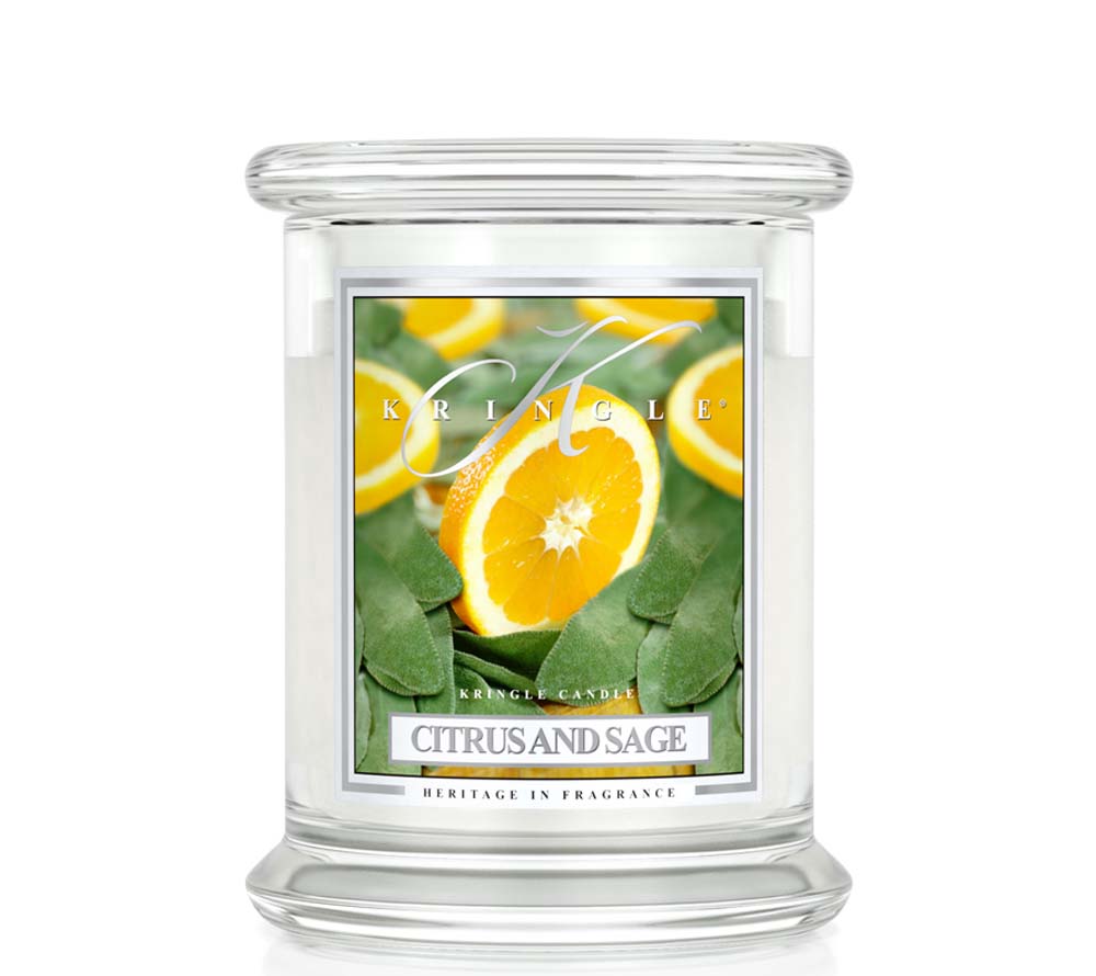 Kringle Jar Medium Citrus and Sage kaufen | Duft: Zitrus, Kräuter, Sandelholz, Patschuli, Tonkabohne | Brenndauer: 75 Stunden
