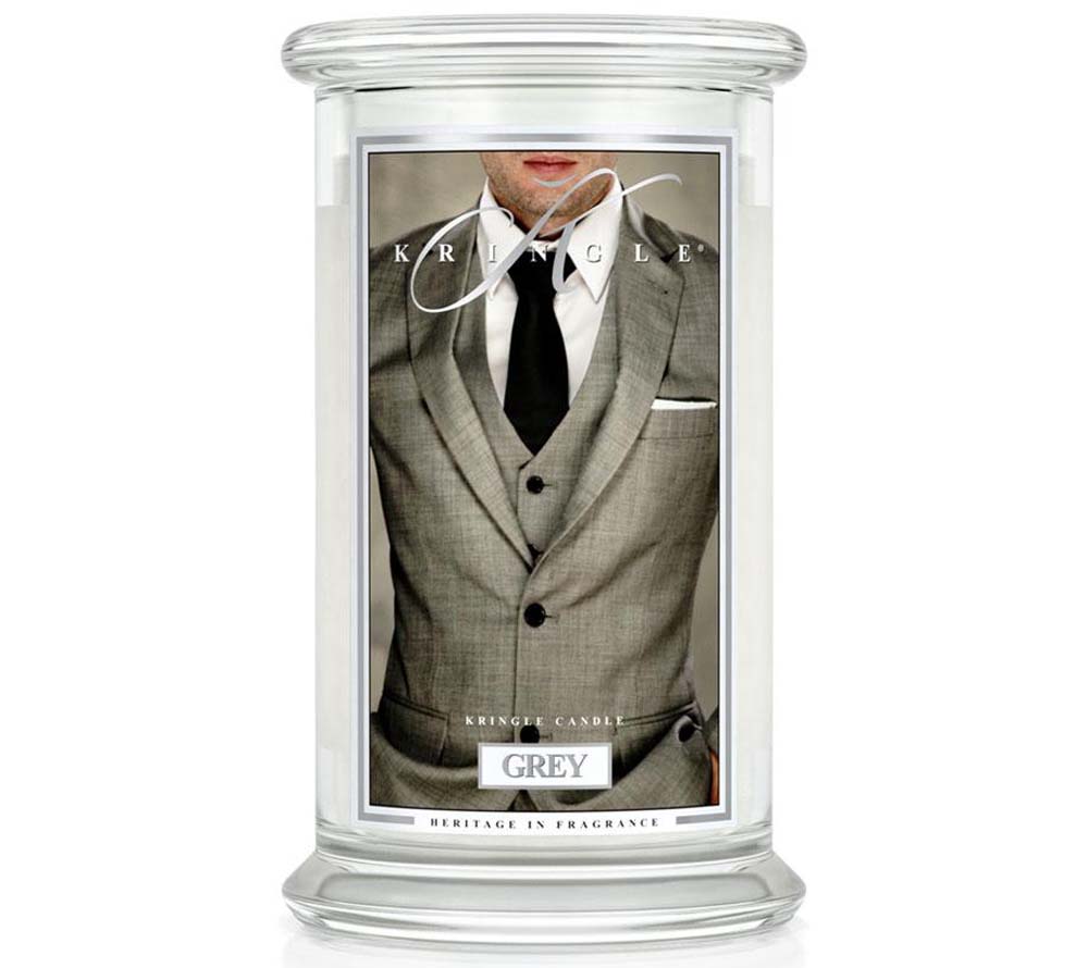 Kringle Jar Large Grey von Kringle Candle kaufen | Duft: Moschus, Zitrus, Patschuli, Sandelholz, Vanille | Brenndauer: 100 Stunden