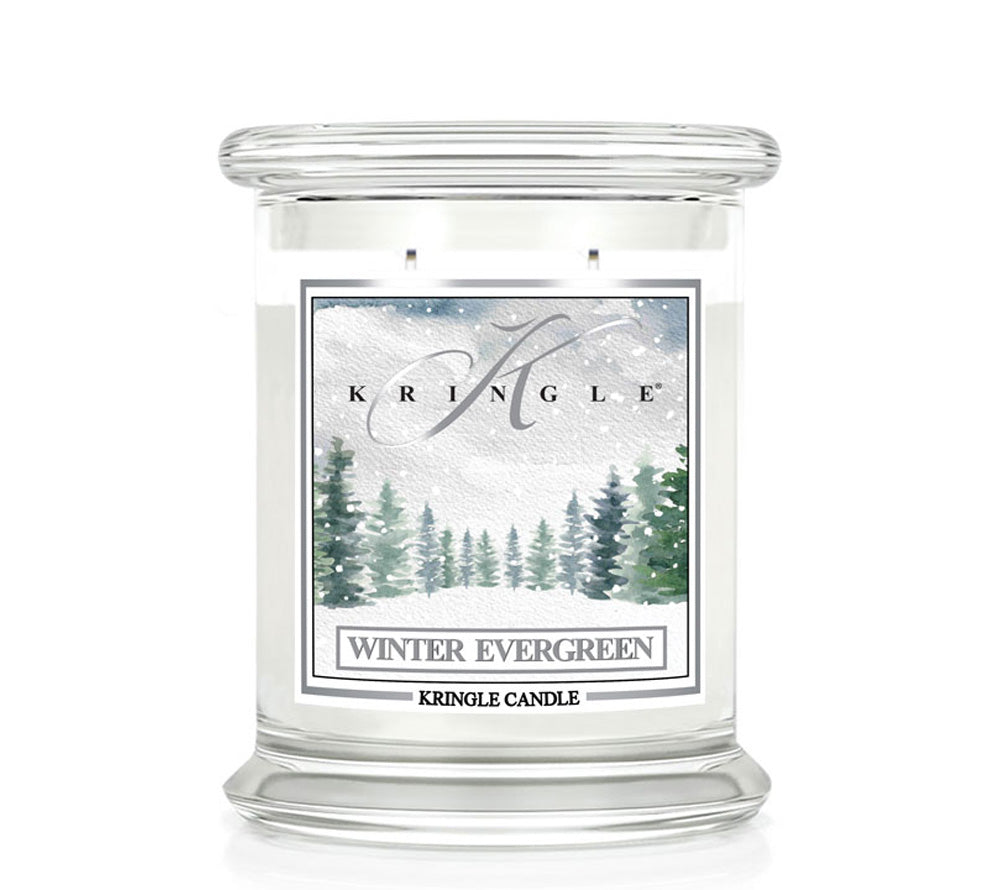 Kringle Jar Medium Winter Evergreen von Kringle Candle kaufen | Duft: Frisch, Fruchtig, Tanne, Rosmarin | Brenndauer: 75 Stunden