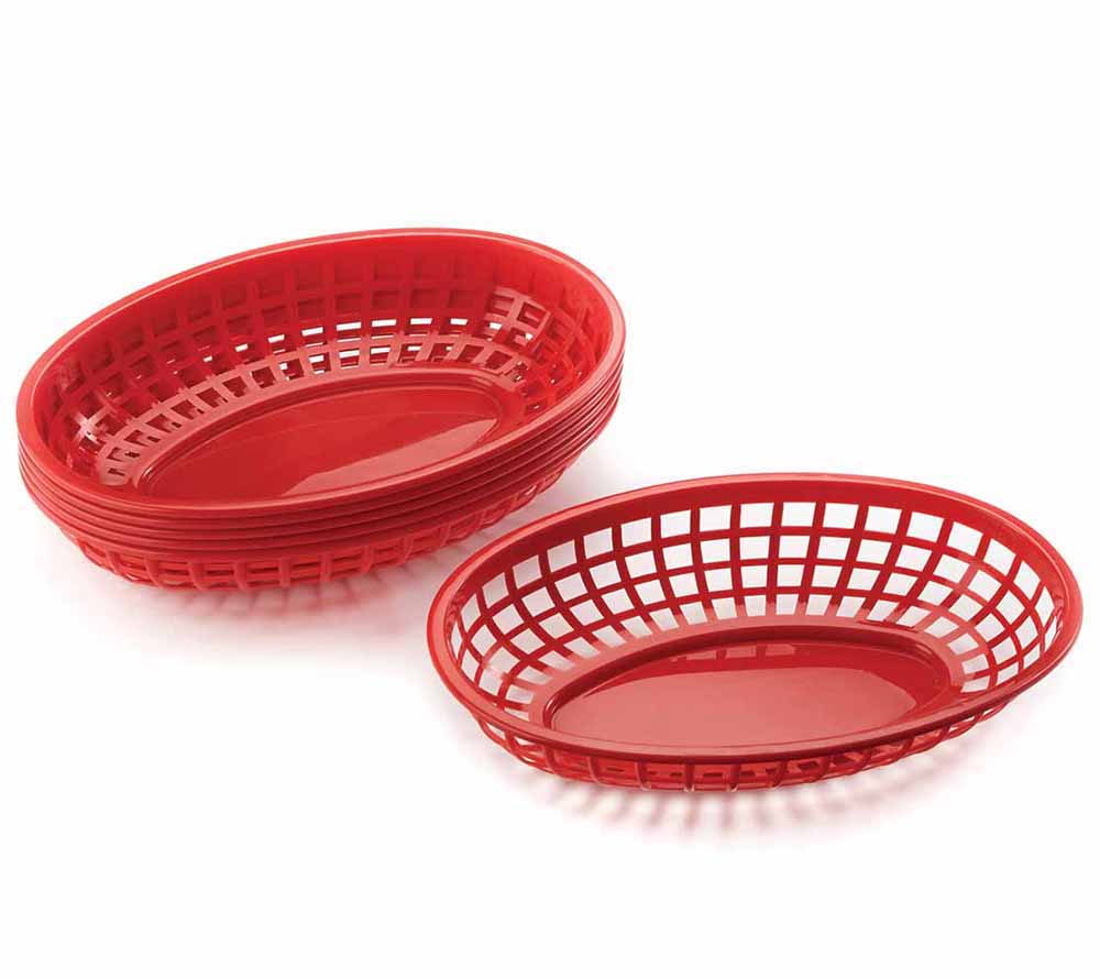 Pub Basket Red Plastic Set von Fox Run USA kaufen | Burger-Körbchen | Ideal für Pubs und Bar-Restaurants