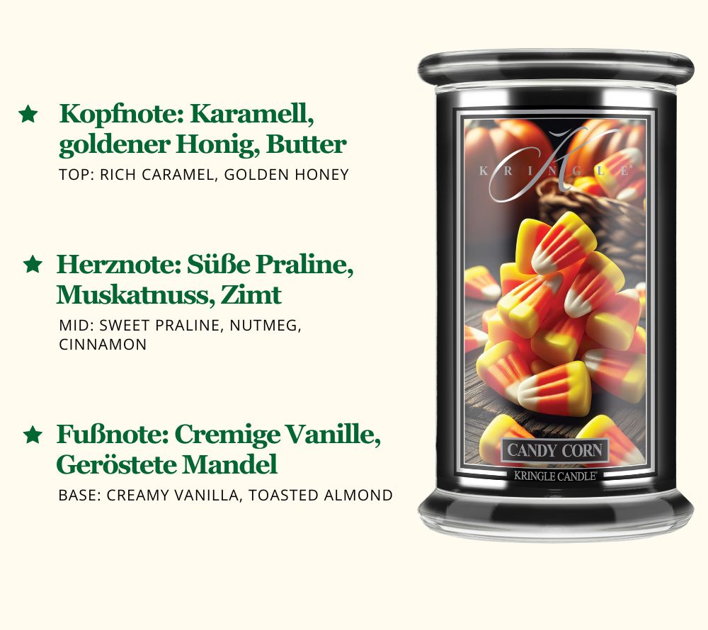 Halloween Duftkerze | Karamell, goldener Honig, Butter | Süße Praline, Muskatnuss, Zimt | Cremige Vanille & geröstete Mandel | Europaweiter Versand | Jetzt bestellen!