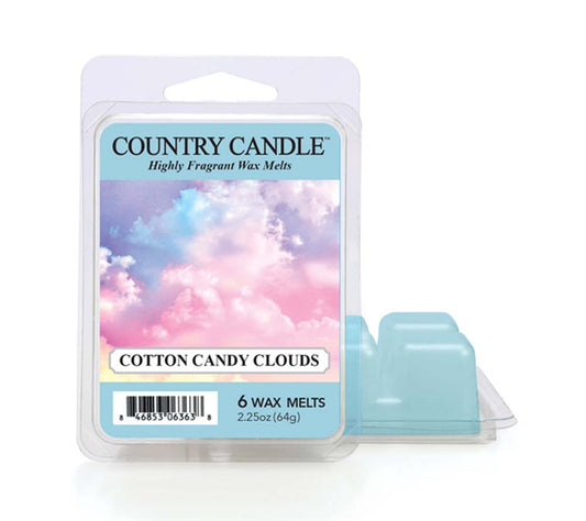 Country Wax Melts 6 pcs Cotton Candy Clouds von Country Candle kaufen | Duft: Zuckerwatte, rosa Beeren, Vanille, süß | Mehrmals schmelzbar