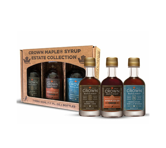 Boxed Petite Trio von Crown Maple LLC von Crown Maple LLC kaufen | Bourbon Barrel Aged, Madagascar Vanille und Amber Color | Perfekt für Pancakes