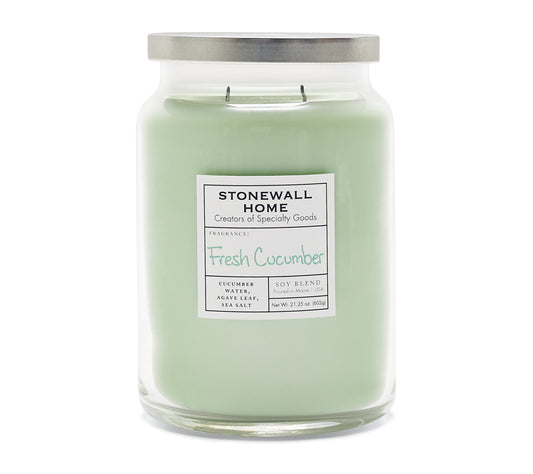 Stonewall Jar Large Fresh Cucumber von Stonewall Kitchen kaufen | Duft: Erfrischend, klar, belebend, entspannend | Brenndauer: 170 Stunden