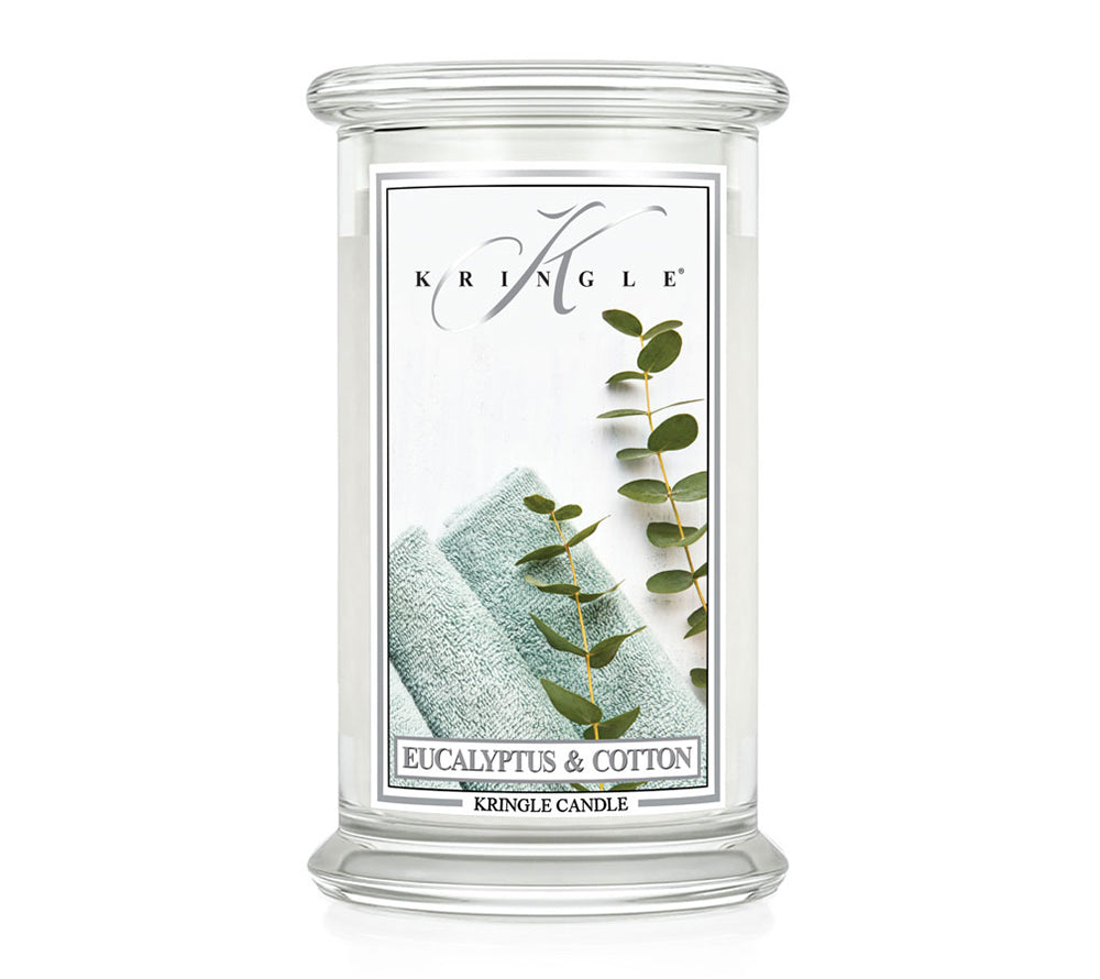 Kringle Jar Large Eucalyptus Cotton von Kringle Candle kaufen | Duft: Zitrone, Bergamotte, Eukalyptus | Brenndauer: 100 Stunden | EU-weiter Versand