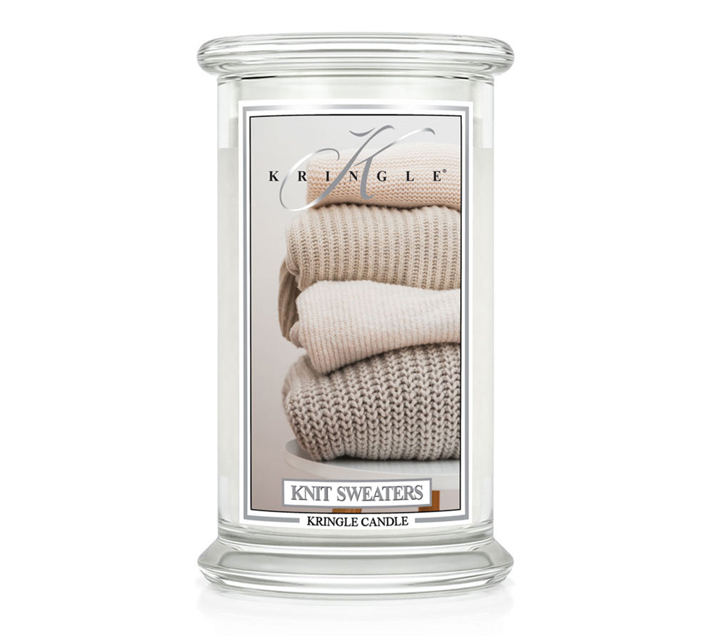 Kringle Jar Large Knit Sweaters von Kringle Candle kaufen | Duft: Blumig, Kokosnuss, Zedernholz | Brenndauer: 100 Stunden | EU-weiter Versand