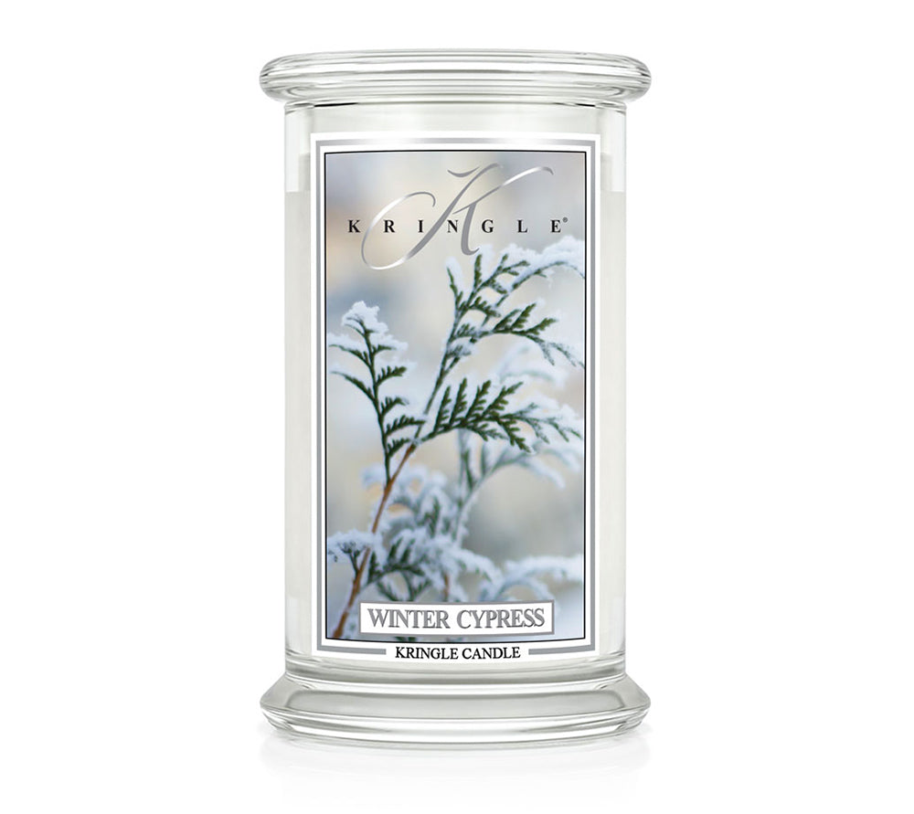 Kringle Jar Large Winter Cypress von Kringle Candle kaufen | Duft: Zypressenöl, Pfefferminzöl, Eukalyptus | Brenndauer: 100 Stunden | EU-weiter Versand