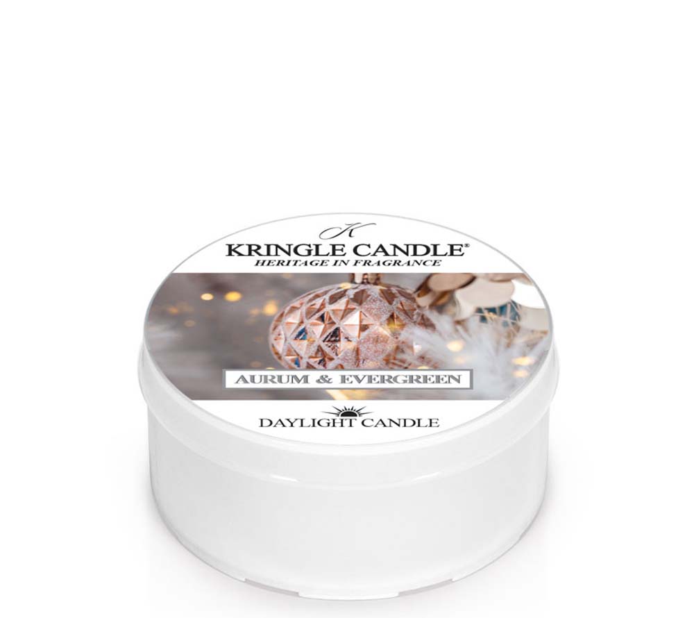 Kringle Daylight Aurum & Evergreen von Kringle Candle kaufen | Duft: Fruchtige Frische, festlich, Evergreen | Brenndauer: 12 Stunden