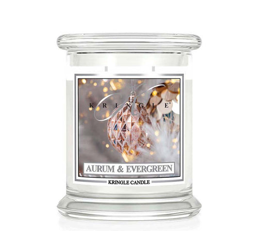 Kringle Jar Medium Aurum & EvergreenKringle Jar Medium Aurum & Evergreen von Kringle Candle kaufen | Duft: Fruchtige Frische, festlich, Evergreen | Brenndauer: 75 Stunden