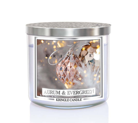 14.5oz Soy Jar Aurum & Evergreen von Kringle Candle kaufen | Duft: Fruchtige Frische, festlich, Evergreen | Brenndauer: 45 Stunden