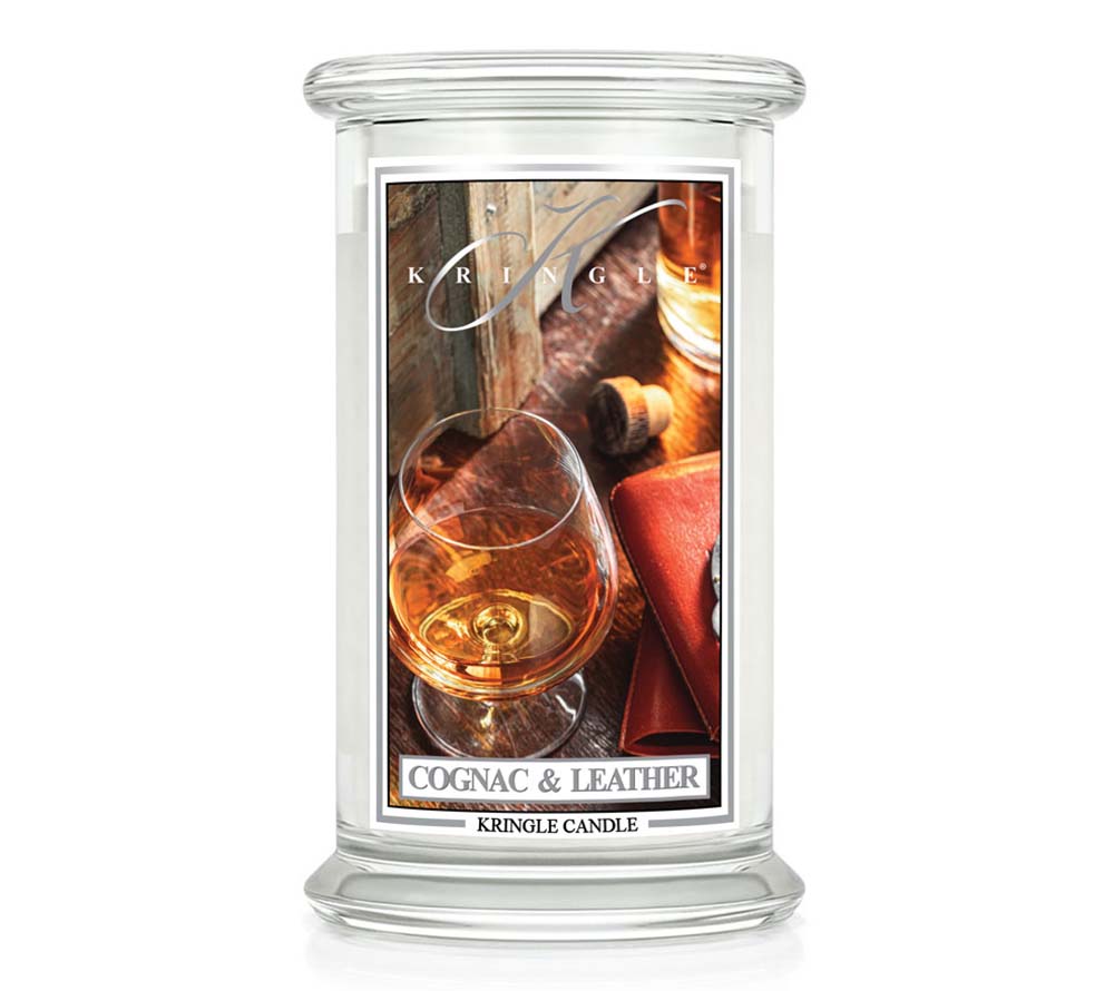 Kringle Jar Large Cognac & Leather von Kringle Candle kaufen | Duft: Sanfter Cognac, warmes Leder, würzig | Brenndauer: 100 Stunden