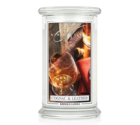 Kringle Jar Large Cognac & Leather von Kringle Candle kaufen | Duft: Sanfter Cognac, warmes Leder, würzig | Brenndauer: 100 Stunden