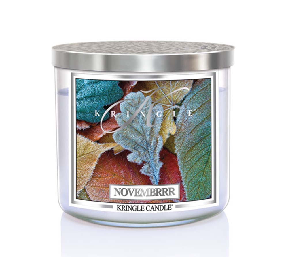 14.5oz Soy Jar Novembrrr von Kringle Candle kaufen | Duft: Kühler Novembermorgen, erdig, frisch, Lavendel | Brenndauer: 45 Stunden