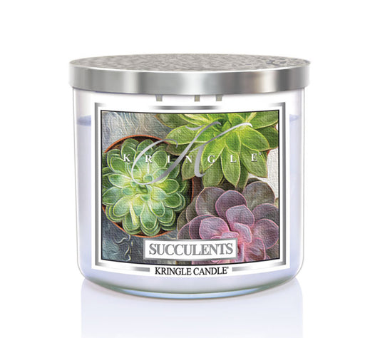 14.5oz Soy Jar Succulents von Kringle Candle kaufen | Duft: Floral, maskulin, erdig, Nelken, Weihrauch | Brenndauer: 12 Stunden