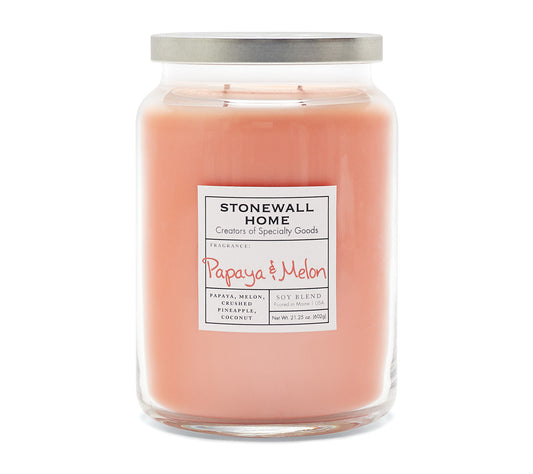 Stonewall Jar Large Papaya & Melon von Stonewall Kitchen kaufen | Duft: Exotisch, intensiv, tropisch, fruchtig | Brenndauer: 170 Stunden