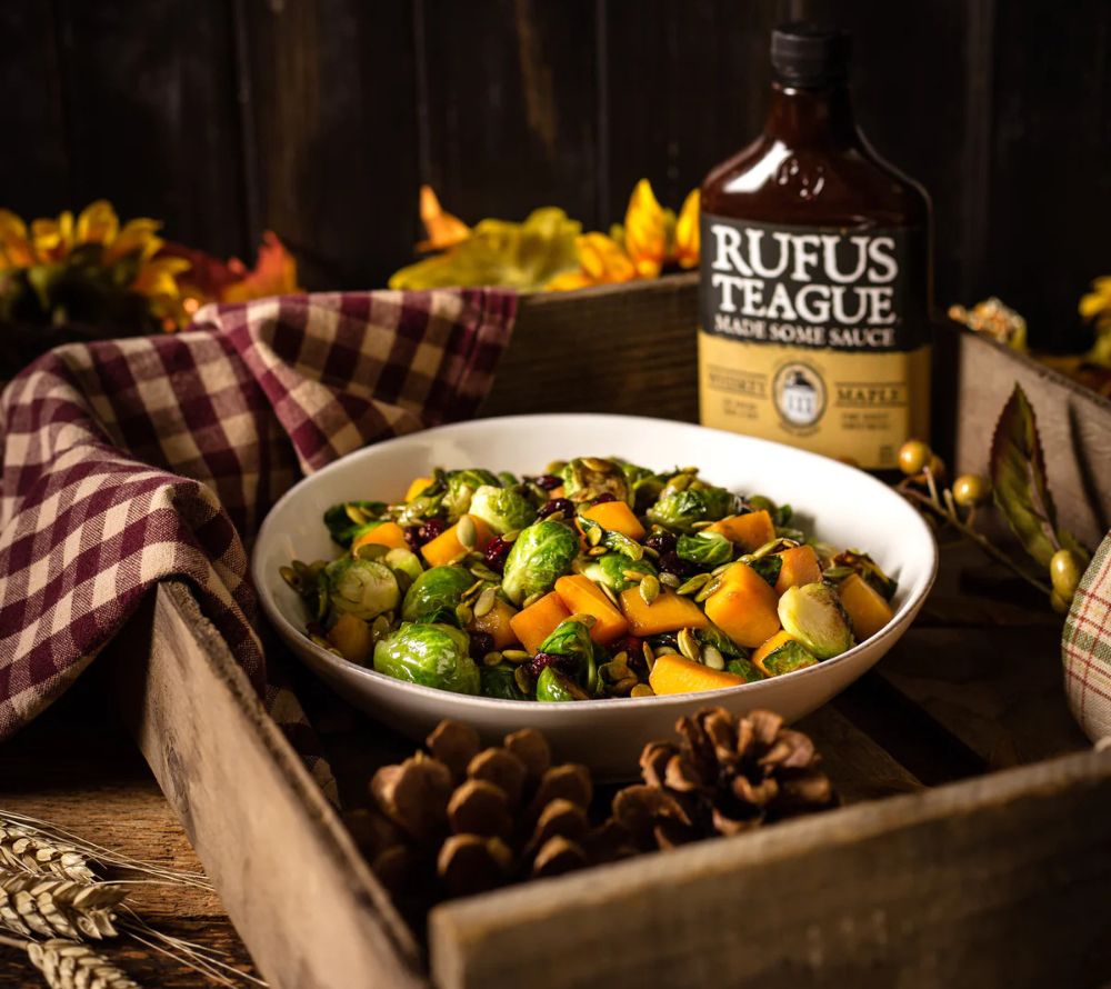 Whiskey Maple 16 oz. von Rufus Teague kaufen | Süß mit würzigem Whiskey-Aroma | Ideal zu Rind, Schweinefleisch, Burger und gegrilltem Gemüse