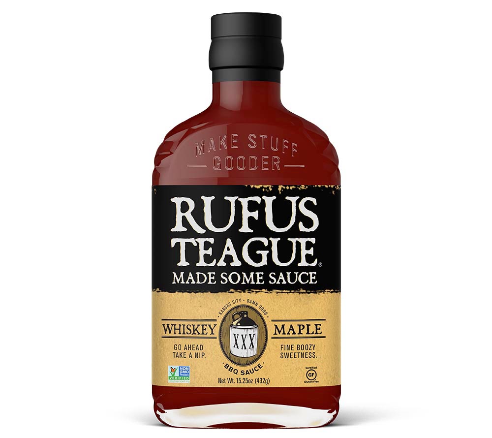 Whiskey Maple 16 oz. von Rufus Teague kaufen | Süß mit würzigem Whiskey-Aroma | Ideal zu Rind, Schweinefleisch, Burger und gegrilltem Gemüse