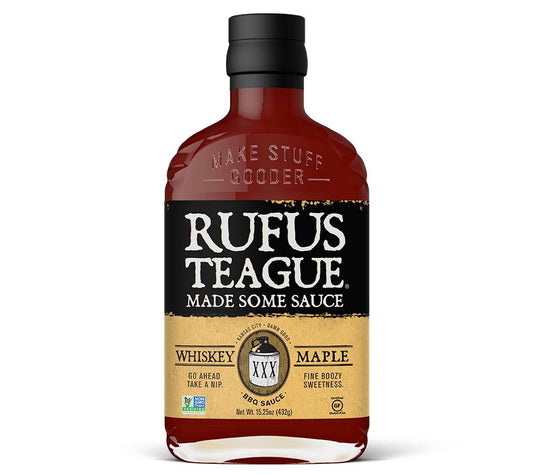 Whiskey Maple 16 oz. von Rufus Teague kaufen | Süß mit würzigem Whiskey-Aroma | Ideal zu Rind, Schweinefleisch, Burger und gegrilltem Gemüse