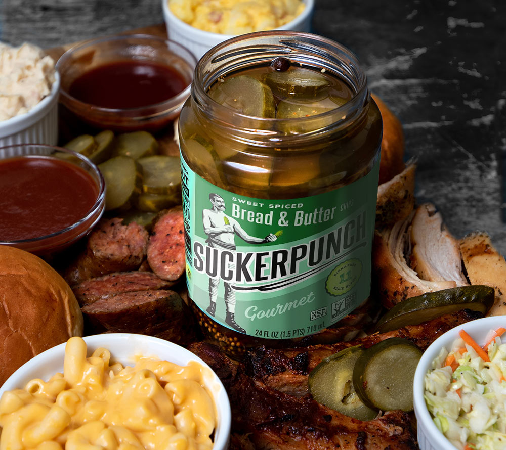 Bread & Butter Pickle Chips Jar von SuckerPunch Gourmet kaufen | süß, herzhaft, kräftig | Ideal für Snacks, Sandwiches und Burger