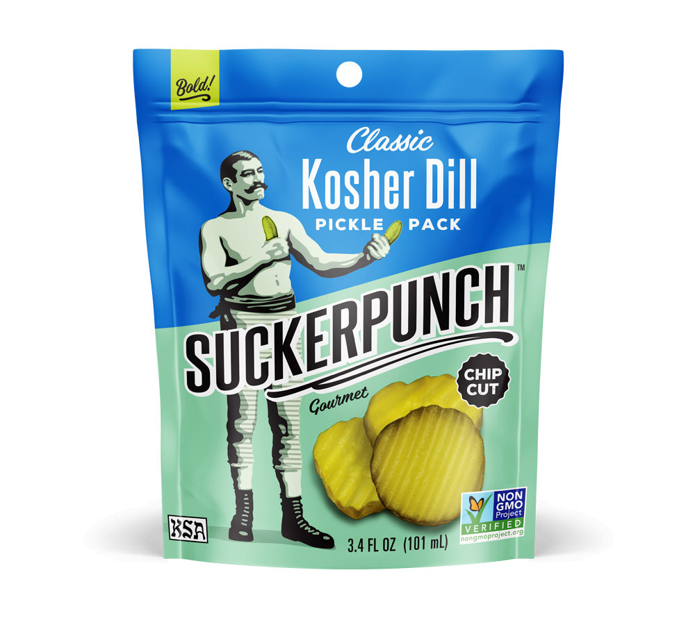 Classic Dill Pickle Chips Snack Pack von SuckerPunch Gourmet kaufen | kräftig, dillig, knackig | Ideal für Snacks, Sandwiches und Burger