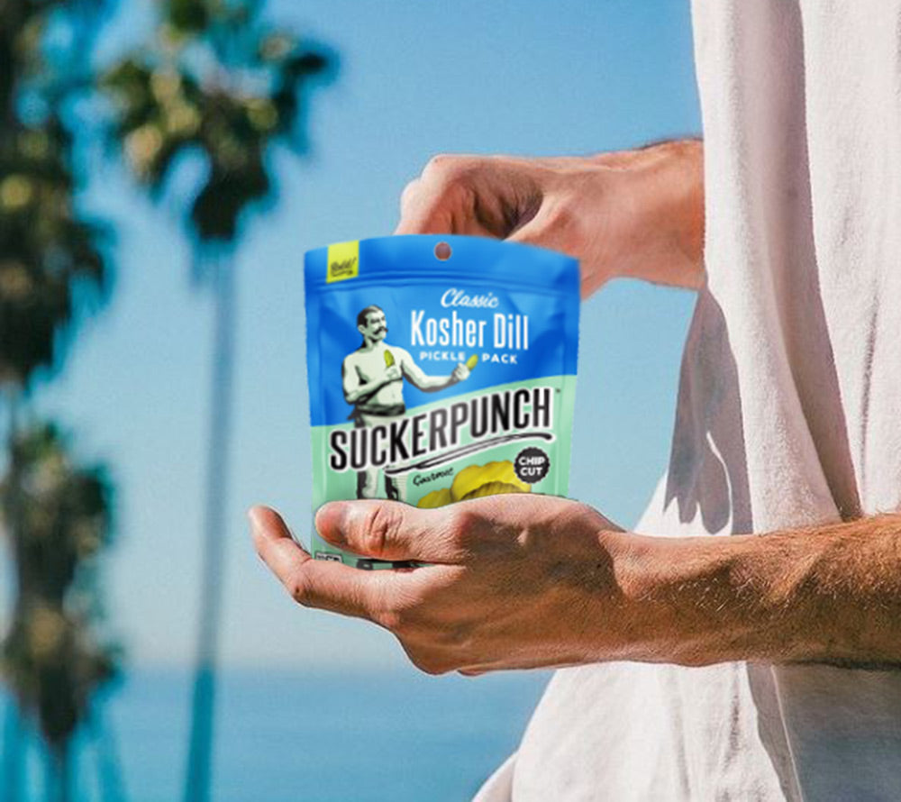 Classic Dill Pickle Chips Snack Pack von SuckerPunch Gourmet kaufen | kräftig, dillig, knackig | Ideal für Snacks, Sandwiches und Burger