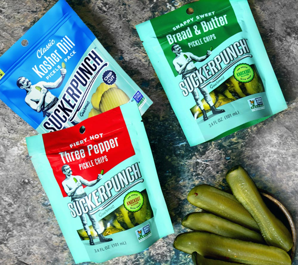 Classic Dill Pickle Chips Snack Pack von SuckerPunch Gourmet kaufen | kräftig, dillig, knackig | Ideal für Snacks, Sandwiches und Burger